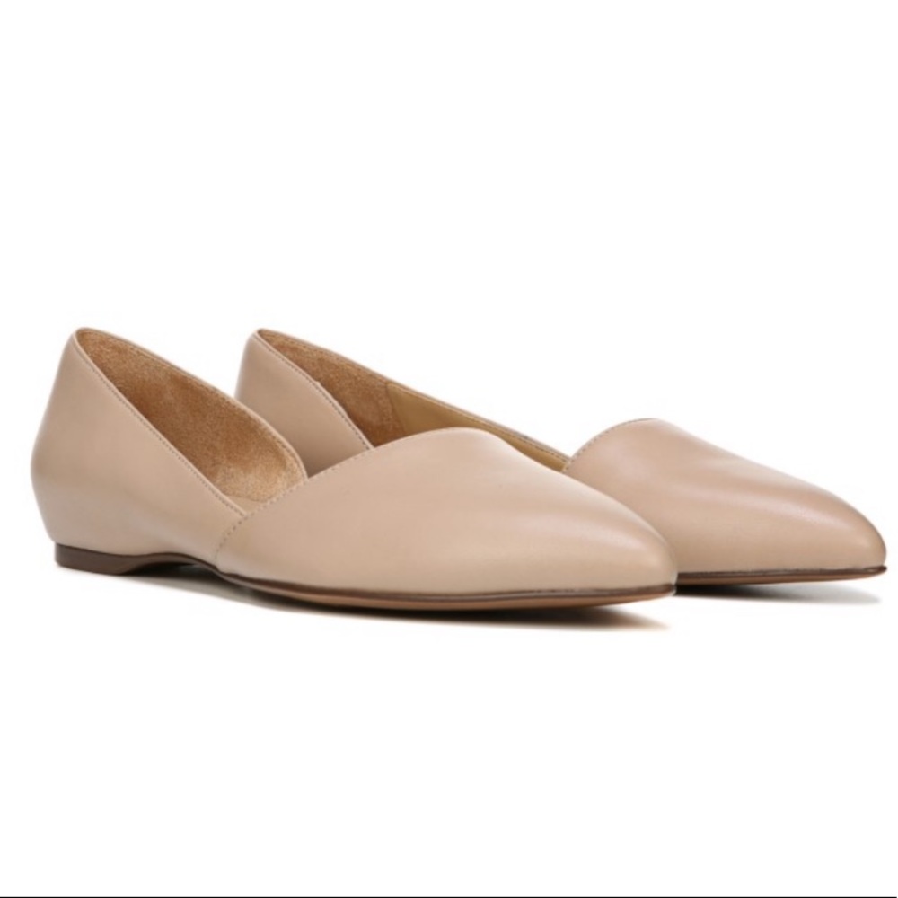 Naturalizer Samantha Taupe Leather Pointed Flats